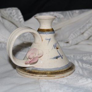 Art pottery signed Francine candle holder